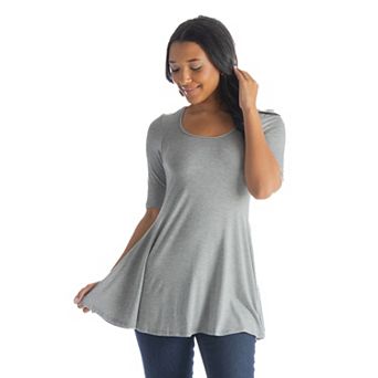 Women's 24Seven Comfort Apparel Elbow Sleeve Swing Tunic Top