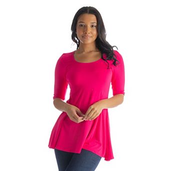 Women's 24Seven Comfort Apparel Elbow Sleeve Swing Tunic Top