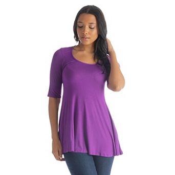 Women's 24Seven Comfort Apparel Elbow Sleeve Swing Tunic Top