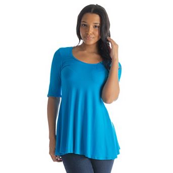 Women's 24Seven Comfort Apparel Elbow Sleeve Swing Tunic Top