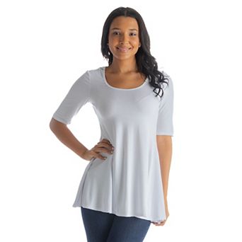 Women's 24Seven Comfort Apparel Elbow Sleeve Swing Tunic Top