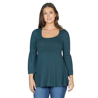 Women's 24Seven Comfort Apparel Long Bell Sleeve Flared Tunic Top