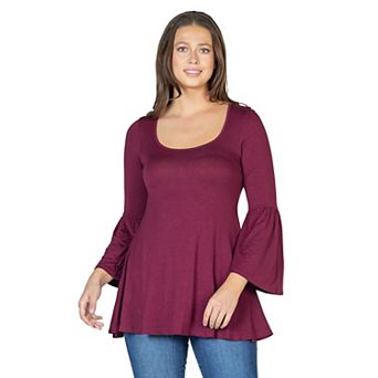 Women's 24Seven Comfort Apparel Long Bell Sleeve Flared Tunic Top