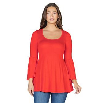 Women's 24Seven Comfort Apparel Long Bell Sleeve Flared Tunic Top