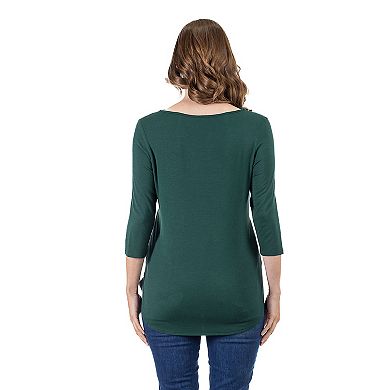 Women's 24Seven Comfort Apparel Criss Cross Round Hemline Tunic Top