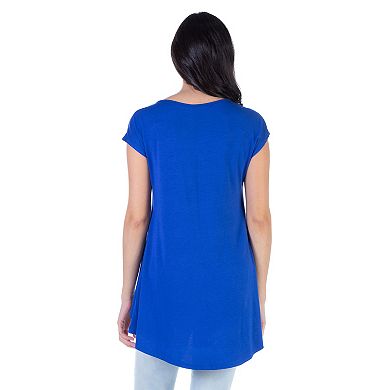 Women's 24Seven Comfort Apparel Short Sleeve Casual High Low Tunic Top