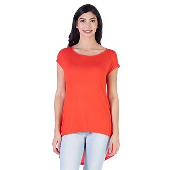 Women's 24Seven Comfort Apparel Short Sleeve High-Low Tunic Top