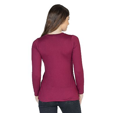 Women's 24Seven Comfort Apparel Solid Long Sleeve Scoop Neck Tee