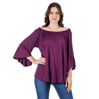 Women's 24Seven Comfort Apparel Bell Sleeve Tunic Top