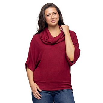 Women's 24Seven Comfort Apparel Cowl Neck Sweater Top