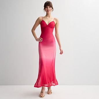 Juniors' Violet Weekend Glitter Ombre Strappy V-Neck Gown