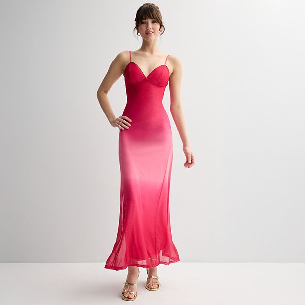 Juniors' Violet Weekend Glitter Ombre Strappy V-Neck Gown