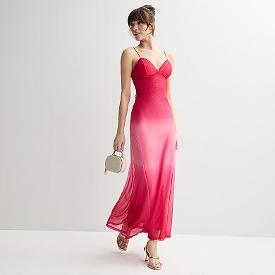 Juniors' Violet Weekend Glitter Ombre Strappy V-Neck Gown