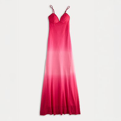 Juniors' Violet Weekend Glitter Ombre Strappy V-Neck Gown