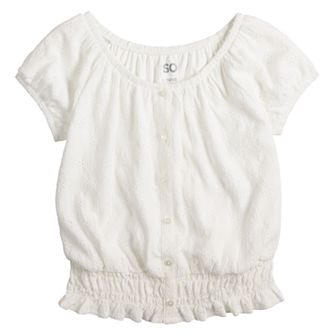 Girls 6-20 SO® Textured Knit Bubble Hem Top in Regular & Plus Size