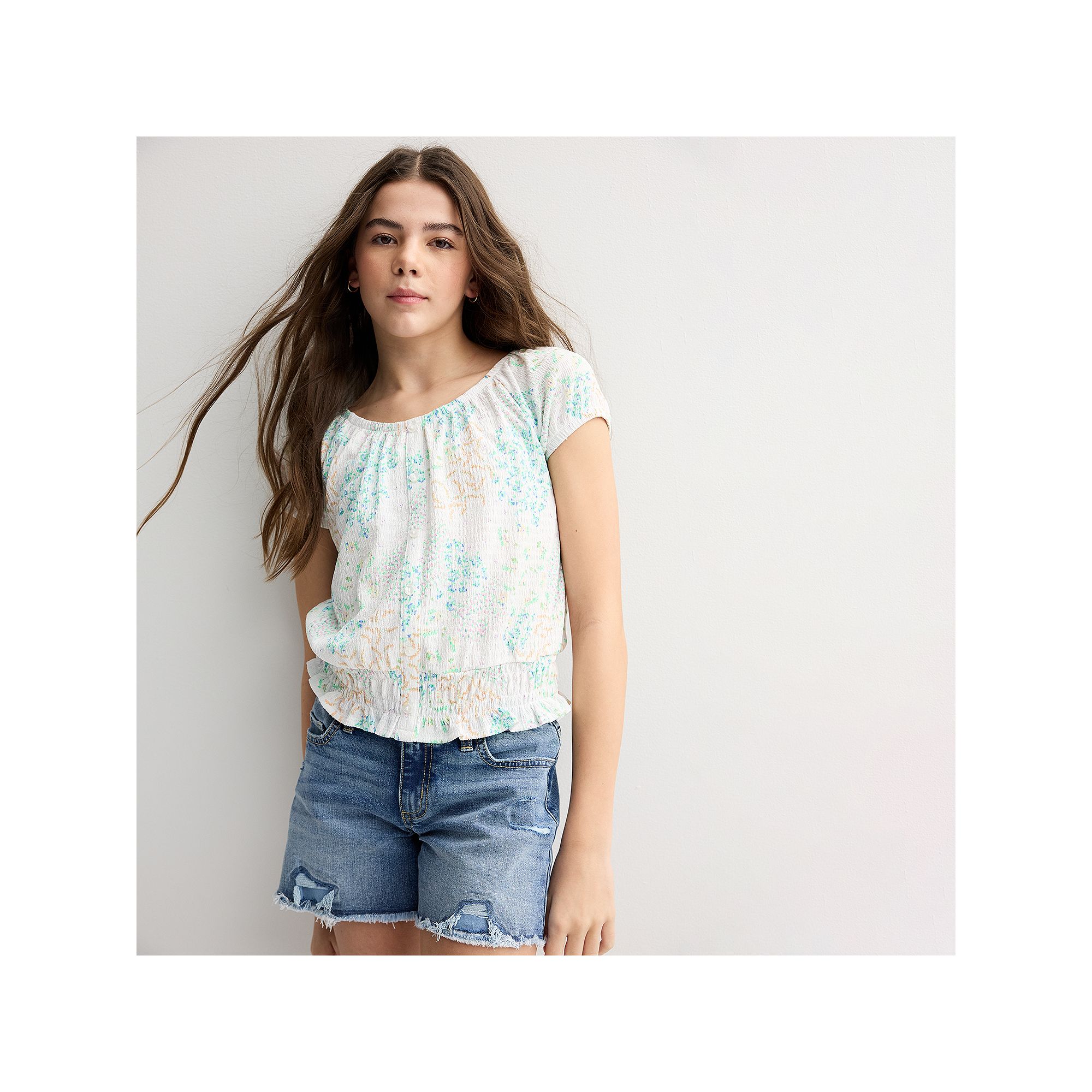 Girls 6-20 SO® Textured Knit Bubble Hem Top in Regular & Plus Size, Girls