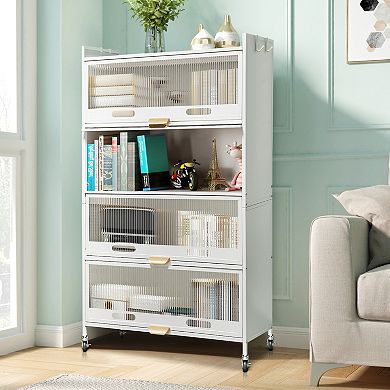 5 Tier Metal Storage Cabinet, Kitchen Pantry Cabinet With 4 Doors, For Dining Room