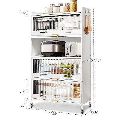 5 Tier Metal Storage Cabinet, Kitchen Pantry Cabinet With 4 Doors, For Dining Room