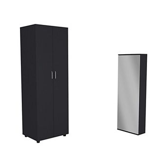 Teller 2 pc Bedroom Set, London Armoire + Baltimore Shoe Rack, Black