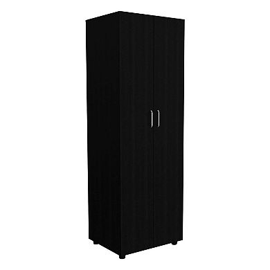 Dunlap 3 Piece Bedroom Set, London Armoire + 2 Leyva Nightstands, Black