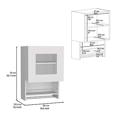 DEPOT E-SHOP Ithaca Kitchen Wall Cabinet with Towel and Spice Rack