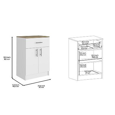 California 2 Piece Kitchen Set, Kitchen Island+Pantry Cabinet , White /Onyx /Light Oak