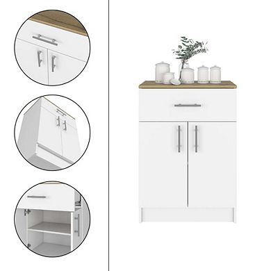 California 2 Piece Kitchen Set, Kitchen Island+Pantry Cabinet , White /Onyx /Light Oak