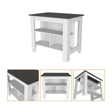 California 2 Piece Kitchen Set, Kitchen Island+Pantry Cabinet , White /Onyx /Light Oak