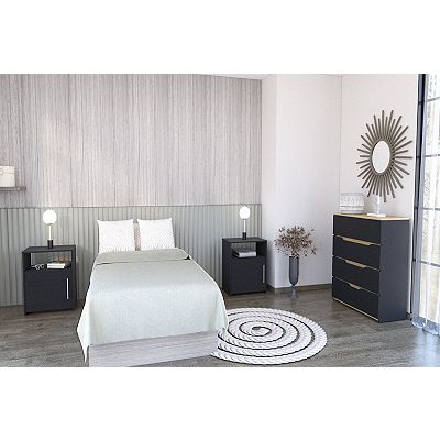 gray and black dresser Sigmund 3 Pc Bedroom Set by Steve Silver – Bradley Home Funishings main image 0