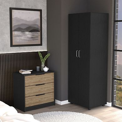 DEPOT E-SHOP Norene 2 Piece Bedroom Set, London Armoire + Egeo 3 Drawers Dresser