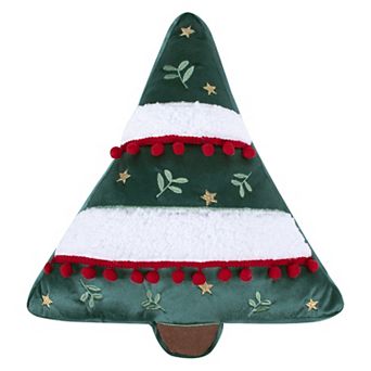 Levtex Home O Christmas Tree Green Shaped Christmas Throw Pillow