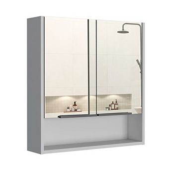 DEPOT E-SHOP Tatacoa Mirror Medicine Cabinet, One Open Shelf, Three Interior Shelves, White
