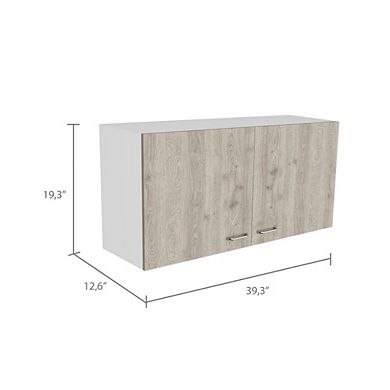 DEPOT E-SHOP Salento Wall Double Door Cabinet, Two Shelves, White / Light Gray