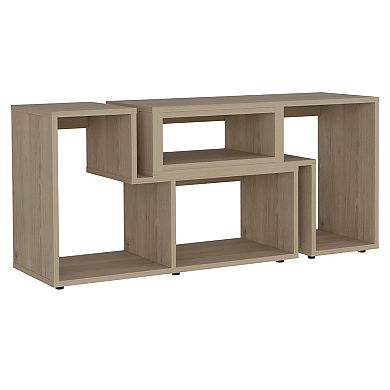 DEPOT E-SHOP Rose Extendable TV Stand, Multiple Shelves, Light Pine, Light Pine