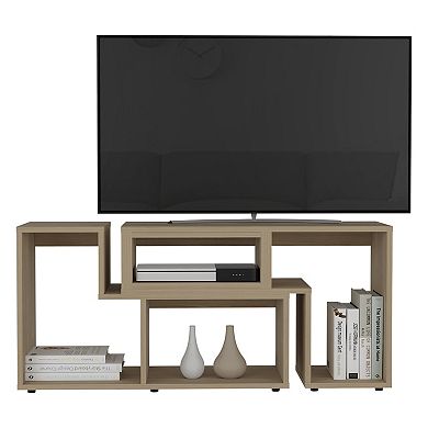 DEPOT E-SHOP Rose Extendable TV Stand, Multiple Shelves, Light Pine, Light Pine