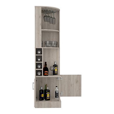 DEPOT E-SHOP Egina Corner Bar Cabinet, Two External Shelves , Light Gray