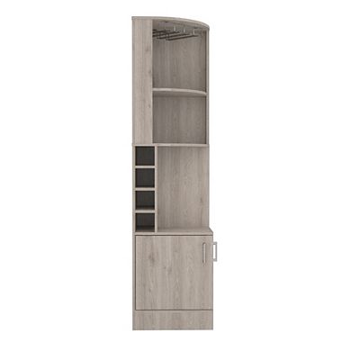 DEPOT E-SHOP Egina Corner Bar Cabinet, Two External Shelves , Light Gray