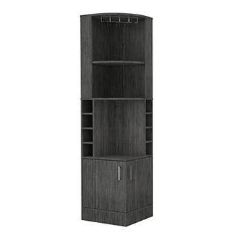 DEPOT E-SHOP Egina Corner Bar Cabinet, Two External Shelves , Light Gray