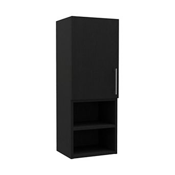 DEPOT E-SHOP Cairo Medicine Single Door Cabinet, Two External Shelves, Two Interior Shelves, Black
