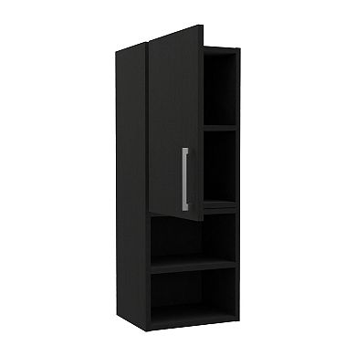 DEPOT E-SHOP Cairo Medicine Single Door Cabinet, Two External Shelves, Two Interior Shelves, Black