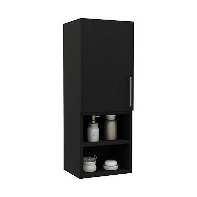 DEPOT E-SHOP Cairo Medicine Single Door Cabinet, Two External Shelves, Two Interior Shelves, Black