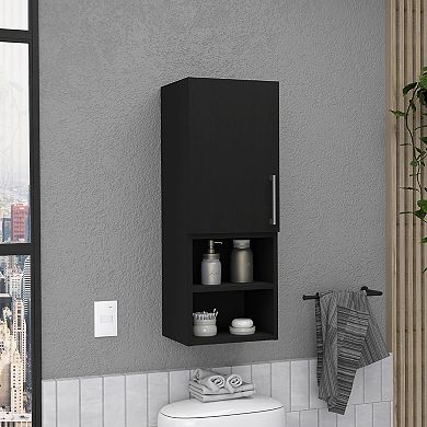 DEPOT E-SHOP Cairo Medicine Single Door Cabinet, Two External Shelves, Two Interior Shelves, Black