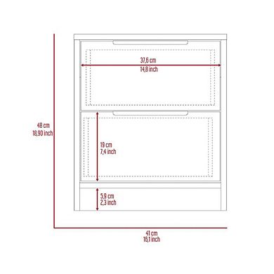 DEPOT E-SHOP Egeo Nightstand, Two Drawers, Superior Top
