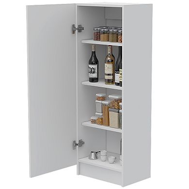DEPOT E-SHOP Uluru Kitchen Pantry, Single Door Cabinet, Four Interior Shelves, White