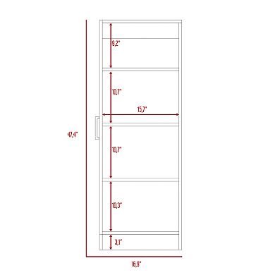 DEPOT E-SHOP Uluru Kitchen Pantry, Single Door Cabinet, Four Interior Shelves, White