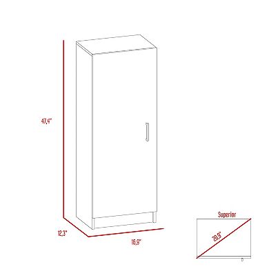 DEPOT E-SHOP Uluru Kitchen Pantry, Single Door Cabinet, Four Interior Shelves, White