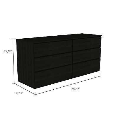 DEPOT E-SHOP Cocora 6 Drawer Double Dresser, Superior Top