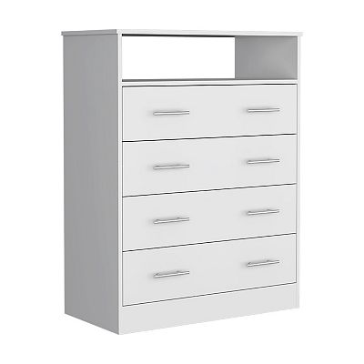 white dresser with black top Alyn Dresser, Four Drawers, One Double Drawer, Superior Top main image 0