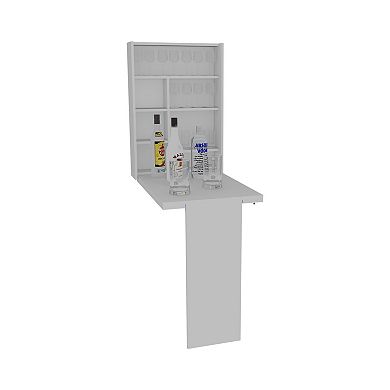 DEPOT E-SHOP Toscana Wall Foldable Table, Seven Interior Shelves, Wall Mounted