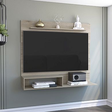 DEPOT E-SHOP Baden Floating Entertainment Center for TV´s up 55", Space For TV, Light Pine